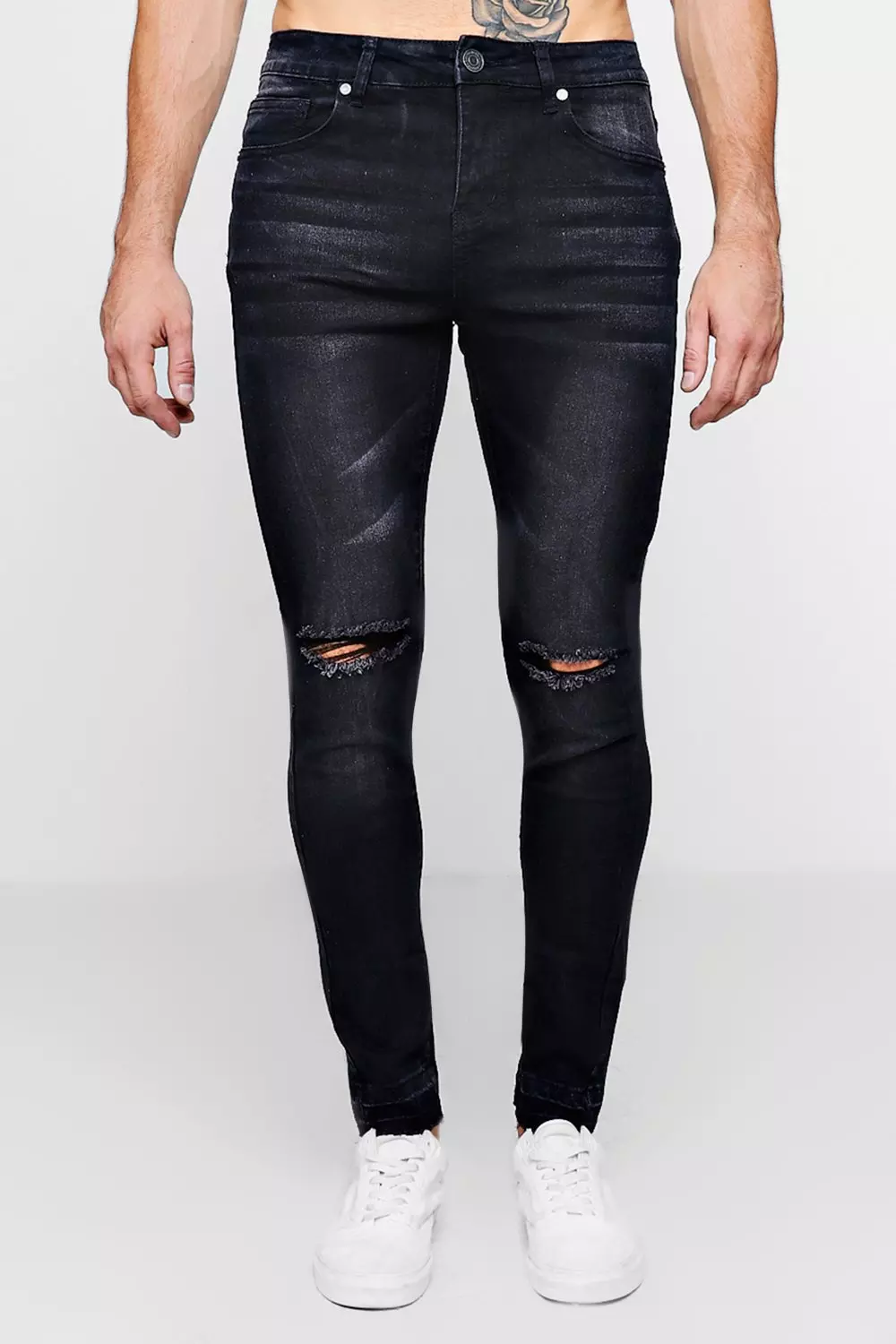 Raw fashion edge skinny jeans mens